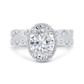Oval Cut Diamond Halo Engagement Ring in 18K White Gold (Semi-Mount)