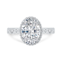 Oval Cut Diamond Halo Engagement Ring in 18K White Gold (Semi-Mount)