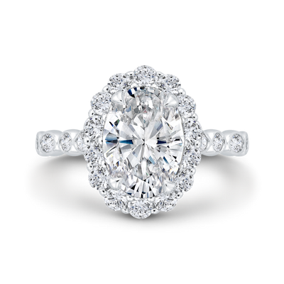 Diamond Halo Engagement Ring in 14K White Gold (Semi-Mount)