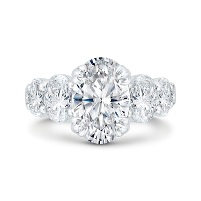 1/2 Run Oval Cut Diamond Engagement Ring in 14K White Gold  Gold (Semi-Mount)