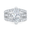Three Row Marquise Cut Diamond Engagement Ring in 14K White Gold (Semi-Mount)