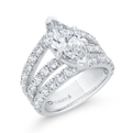 Three Row Marquise Cut Diamond Engagement Ring in 14K White Gold (Semi-Mount)