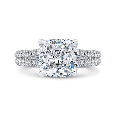 Cushion Cut Diamond Engagement Ring in 18K White Gold (Semi-Mount)