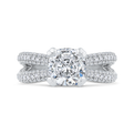 Split Shank Cushion Cut Diamond Engagement Ringin 18K White Gold (Semi-Mount)