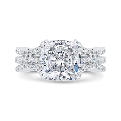 Split Shank Cushion Cut Diamond Engagement Ring in 14K White Gold (Semi-Mount)
