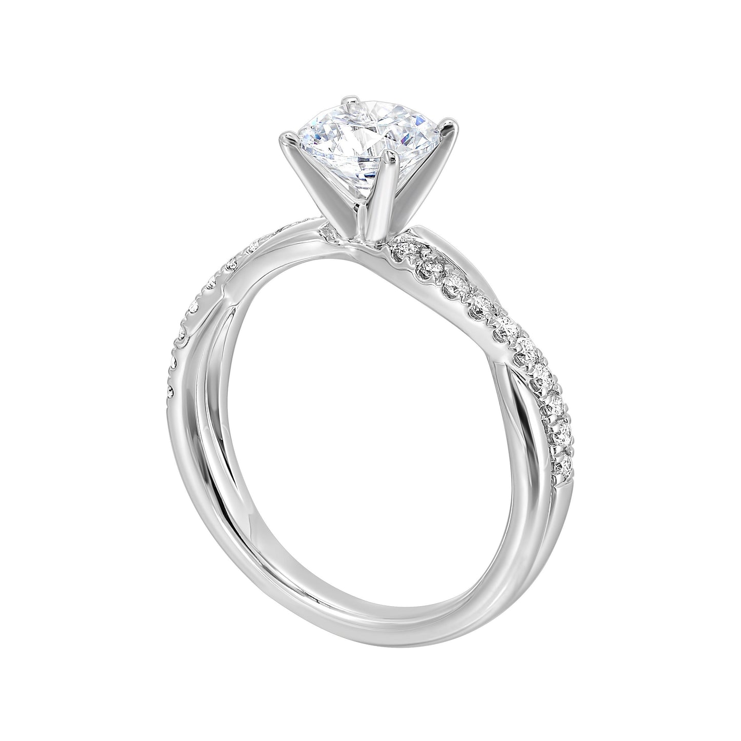 14Kt White Semi Mount 1/5Ctw For 1 1/2Ctw Round Center