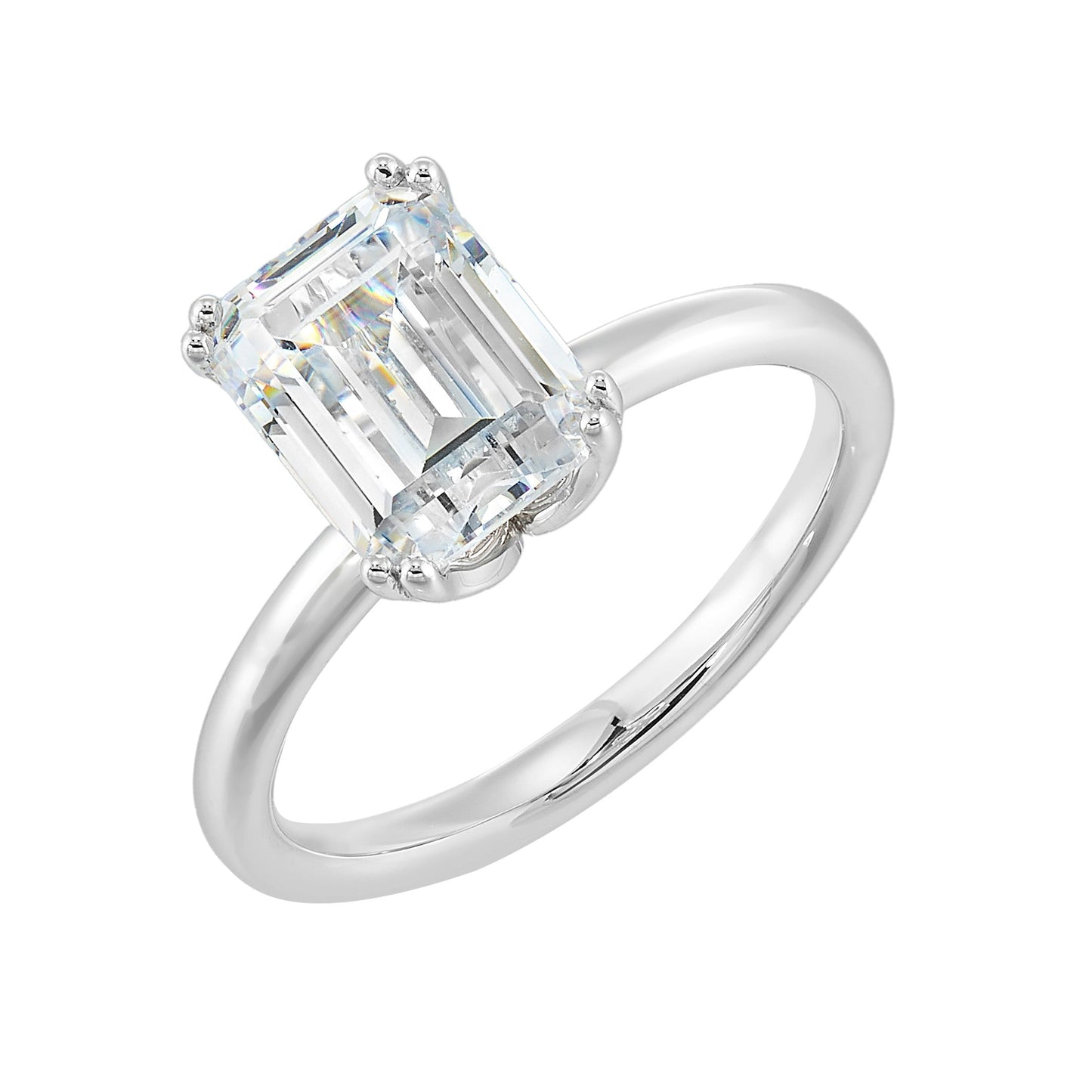14Kt White Semi Mount For 2Ctw Emerald Cut Center