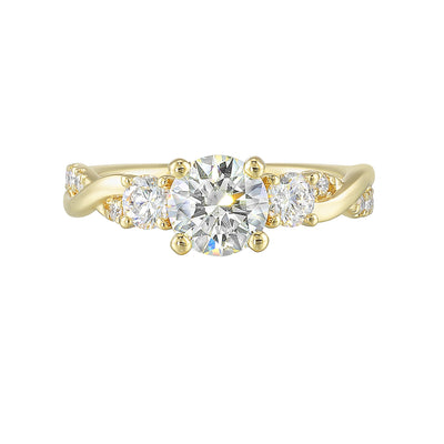 14Kt Yellow Semi Mount 1/2Ctw For 1 1/2Ctw Round Center