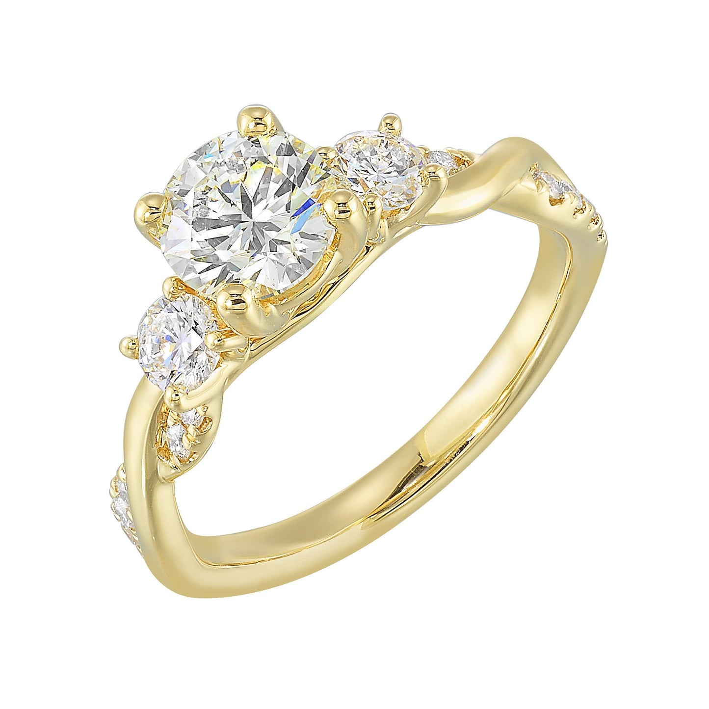 14Kt Yellow Semi Mount 1/2Ctw For 1 1/2Ctw Round Center