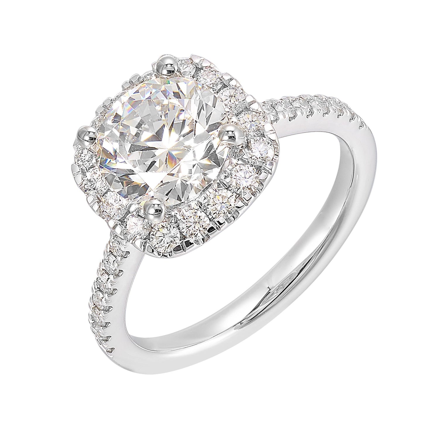 14Kt White Semi Mount 1/2Ctw For 1Ctw Round Center
