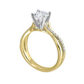 14Kt White Yellow Semi Mount 1/7Ctw For 2Ctw Round Center