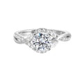 A nature inspired twist on the classic three stone ring. This ring features interwined look with play of pave diamonds and metal.
