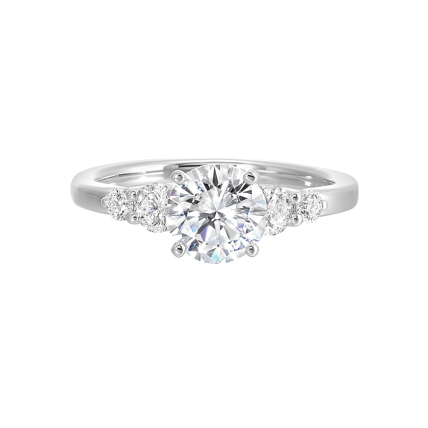 14Kt White Semi Mount 3/8Ctw For 1 1/2Ct Round Center