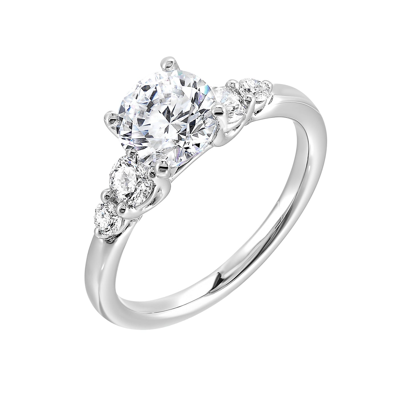 14Kt White Semi Mount 3/8Ctw For 1 1/2Ct Round Center