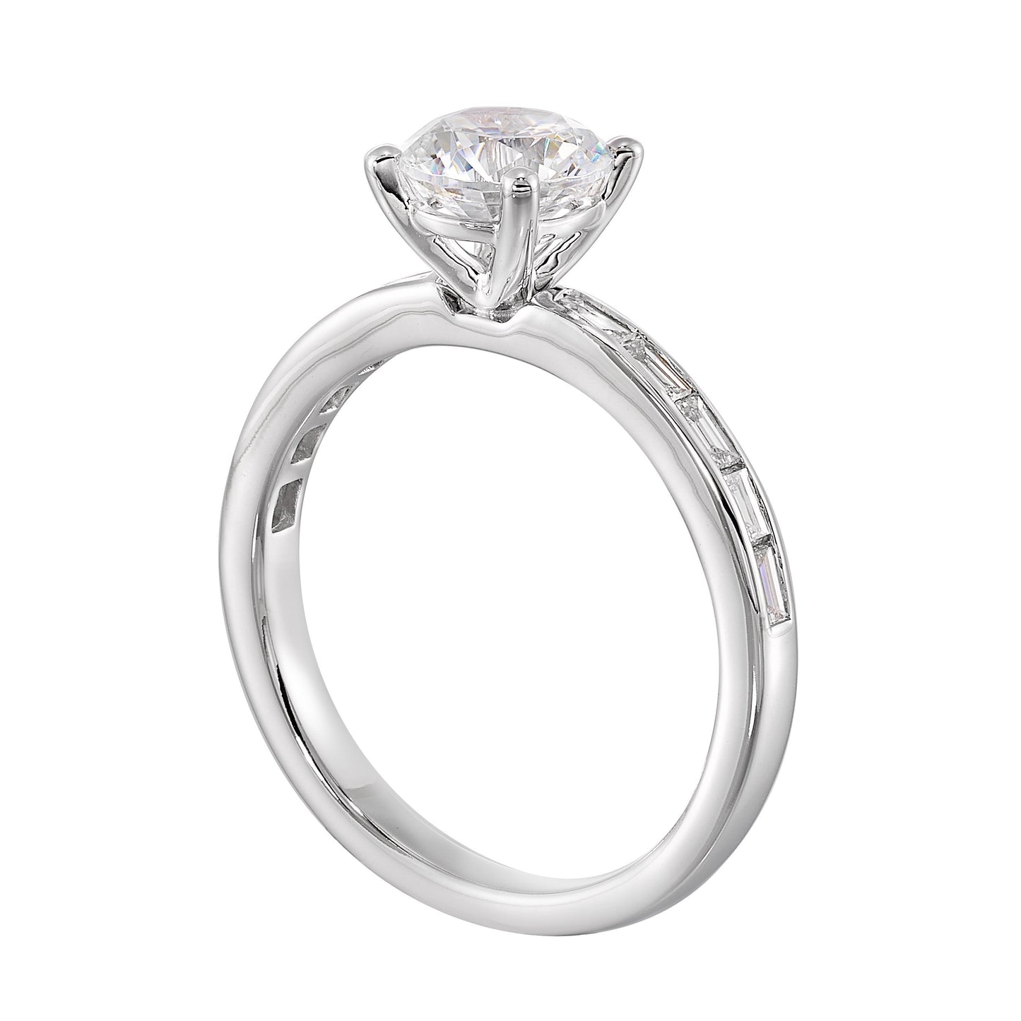 14Kt White Semi Mount 1/5Ctw For 1Ctw Round Center