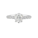 14Kt White Semi Mount 1/10Ctw For 1Ctw Oval Center