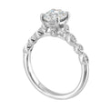 14Kt White Semi Mount 1/10Ctw For 1Ctw Oval Center