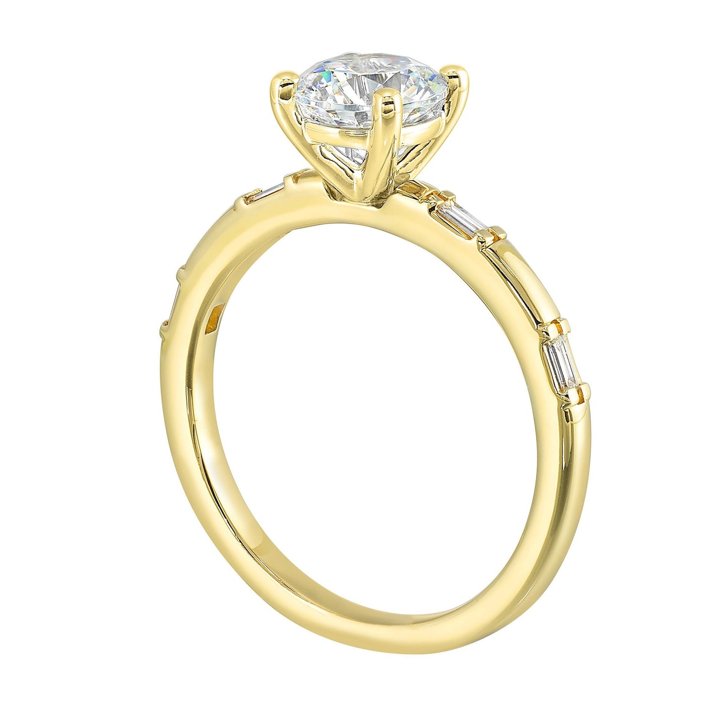 14Kt Yellow Semi Mount 1/10Ctw For 1Ctw round Center
