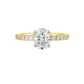 14Kt White Yellow Semi Mount 3/8Ctw For 1Ctw Oval Center
