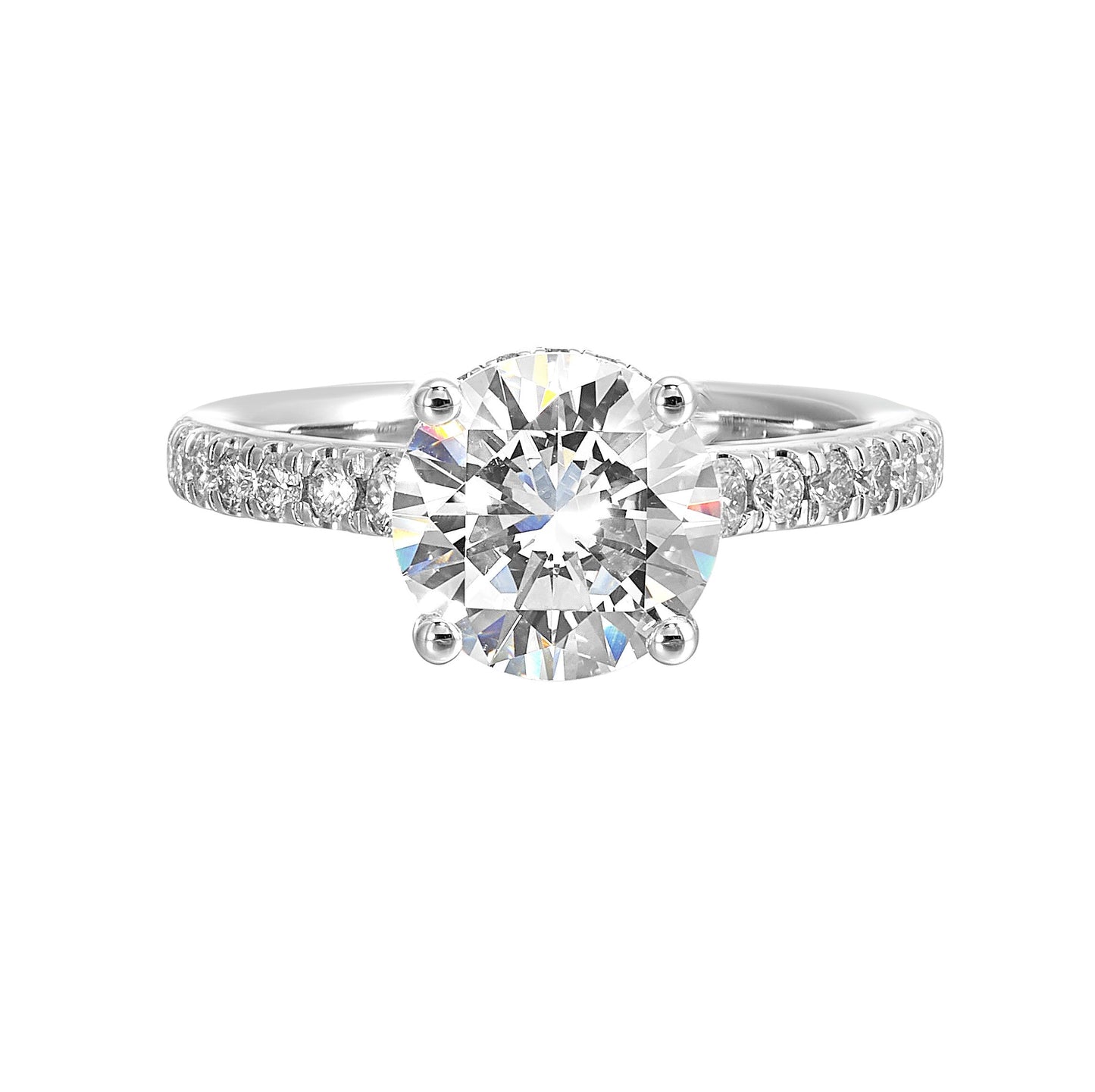 14Kt White Semi Mount 3/8Ctw For 2Ctw Round Center