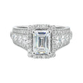 14Kt White Semi Mount 1 1/3Ctw For 2Ctw Emerald Cut Center