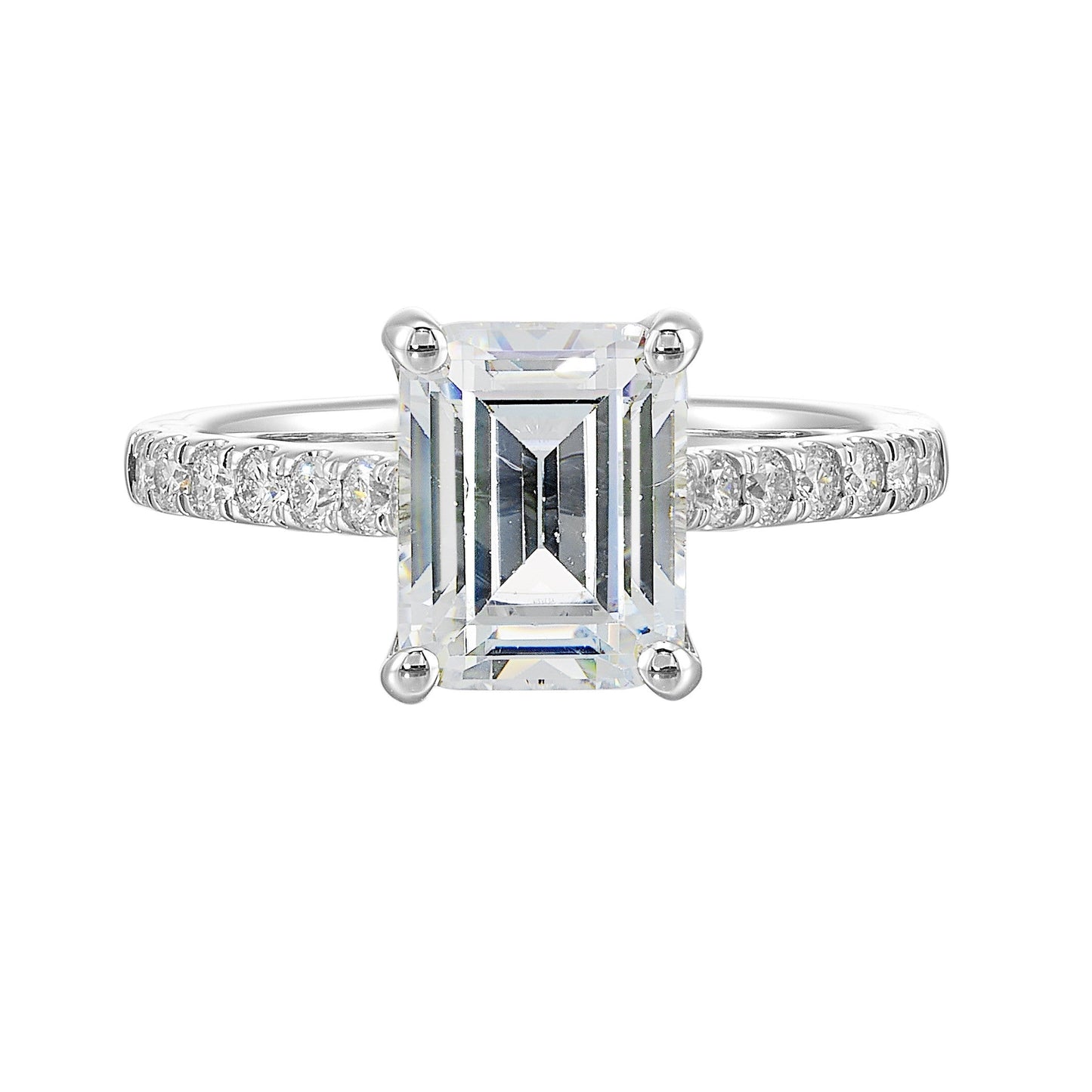 14Kt White Semi Mount 1/2Ctw For 3Ctw Emerald Cut Center