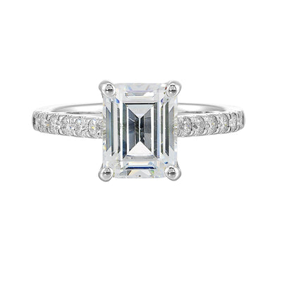 14Kt White Semi Mount 1/2Ctw For 3Ctw Emerald Cut Center