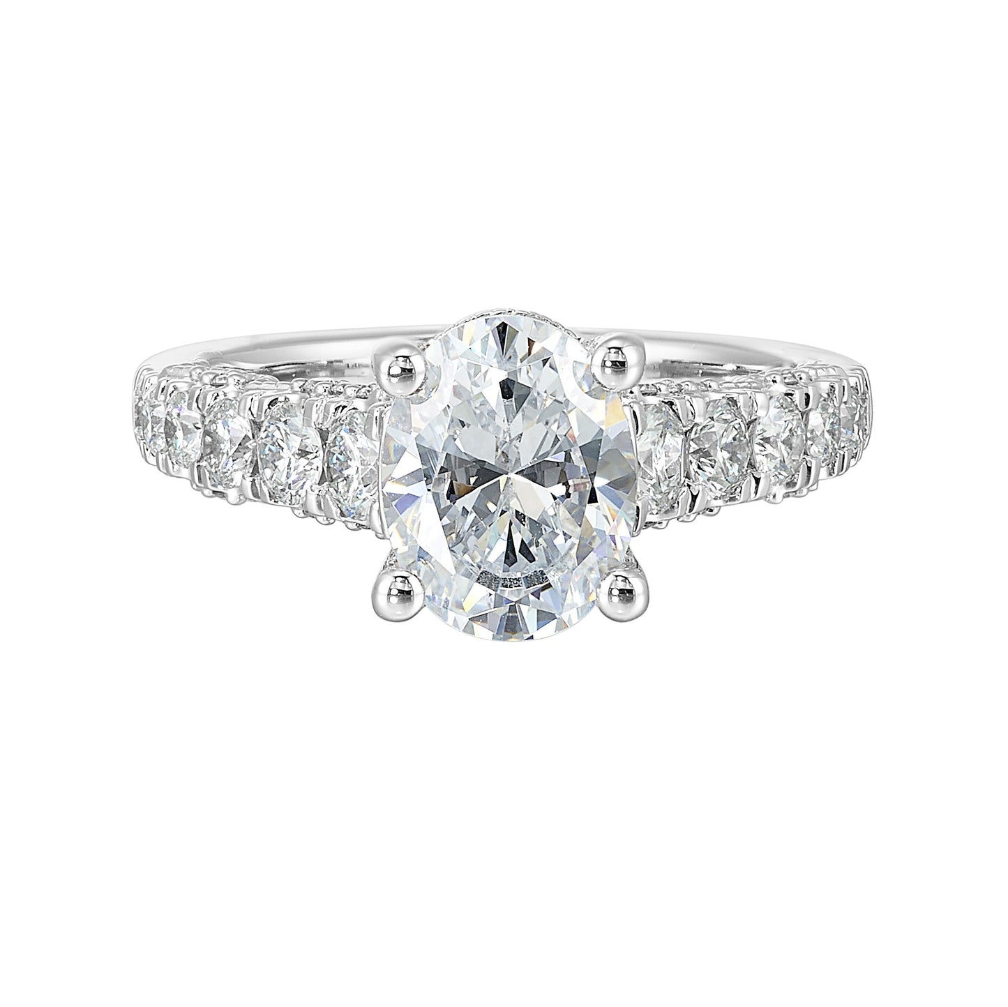 14Kt White Semi Mount 1Ctw For 2Ctw Oval Center