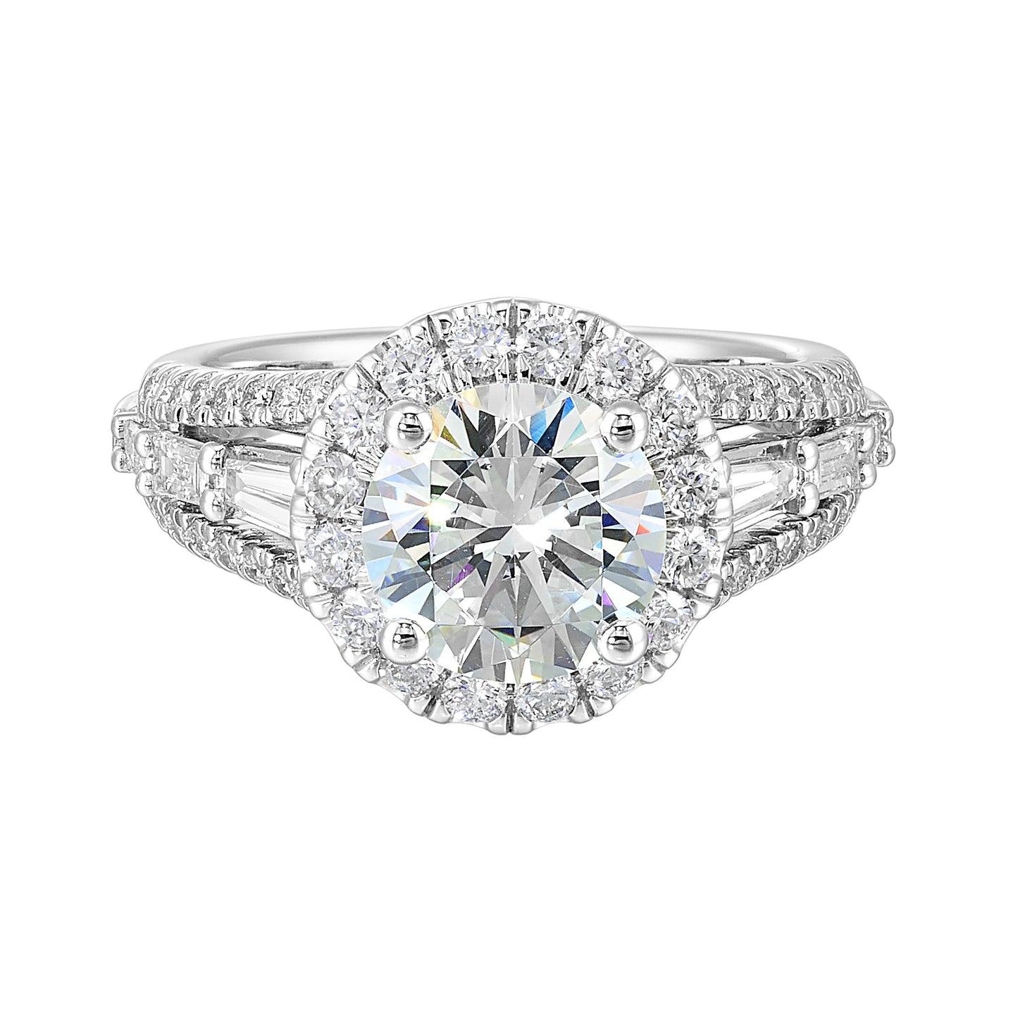 14Kt White Semi Mount 1Ctw For 2Ctw Round Center