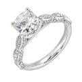 14Kt White Semi Mount 1/3Ctw For 2Ctw Cushion Center