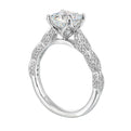 14Kt White Semi Mount 1/3Ctw For 2Ctw Cushion Center