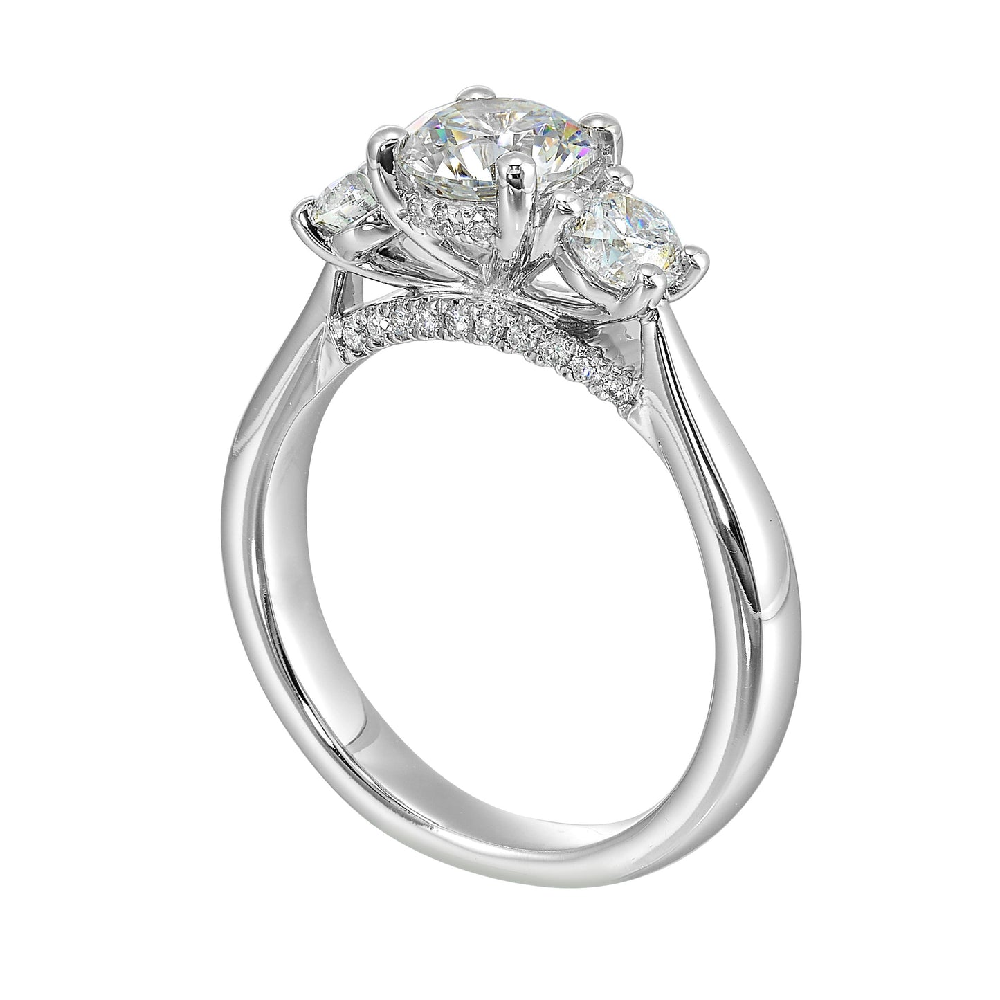 14Kt White Semi Mount 3/4Ctw For 1Ctw Round Center