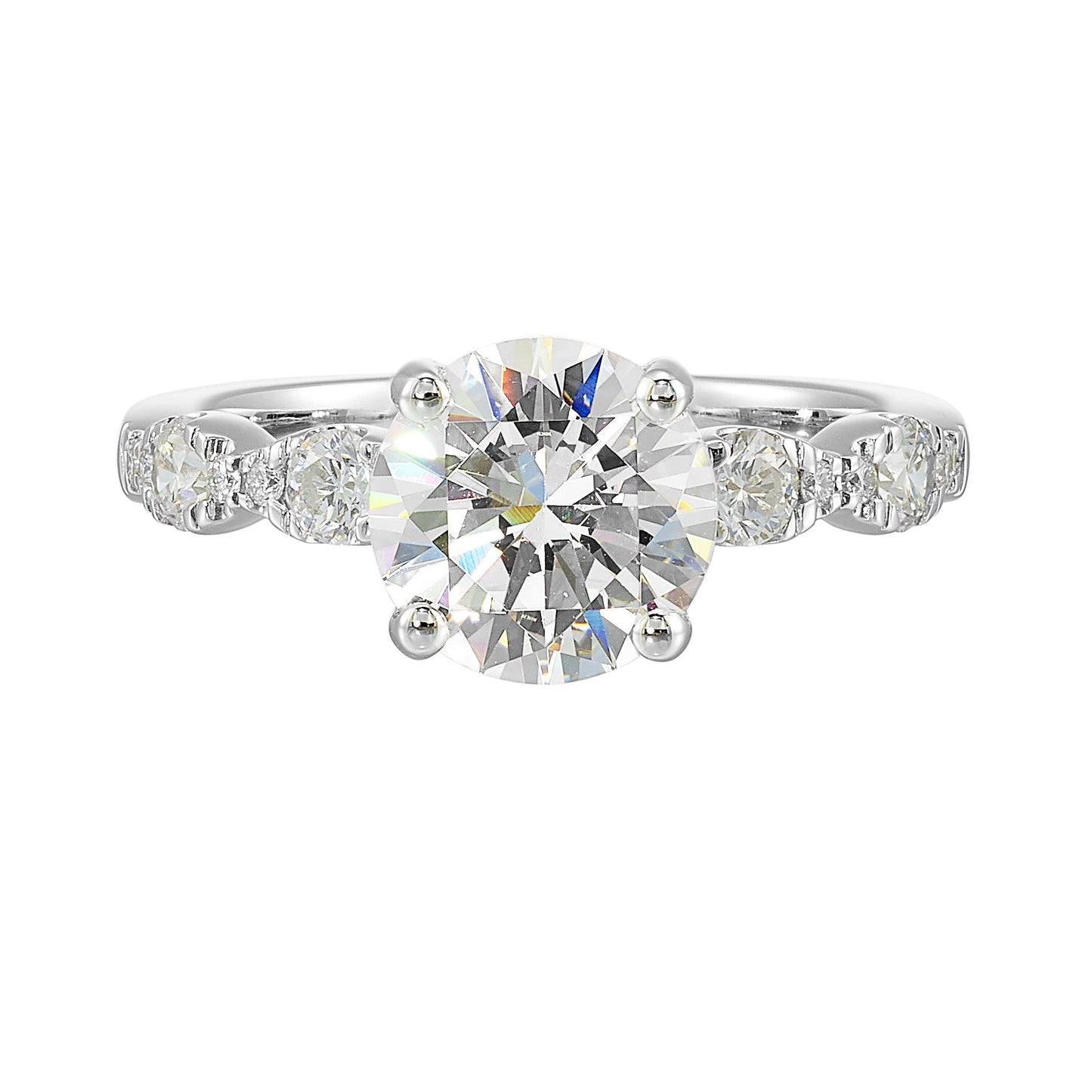 14Kt White Semi Mount 3/8Ctw For 2Ctw Round Center