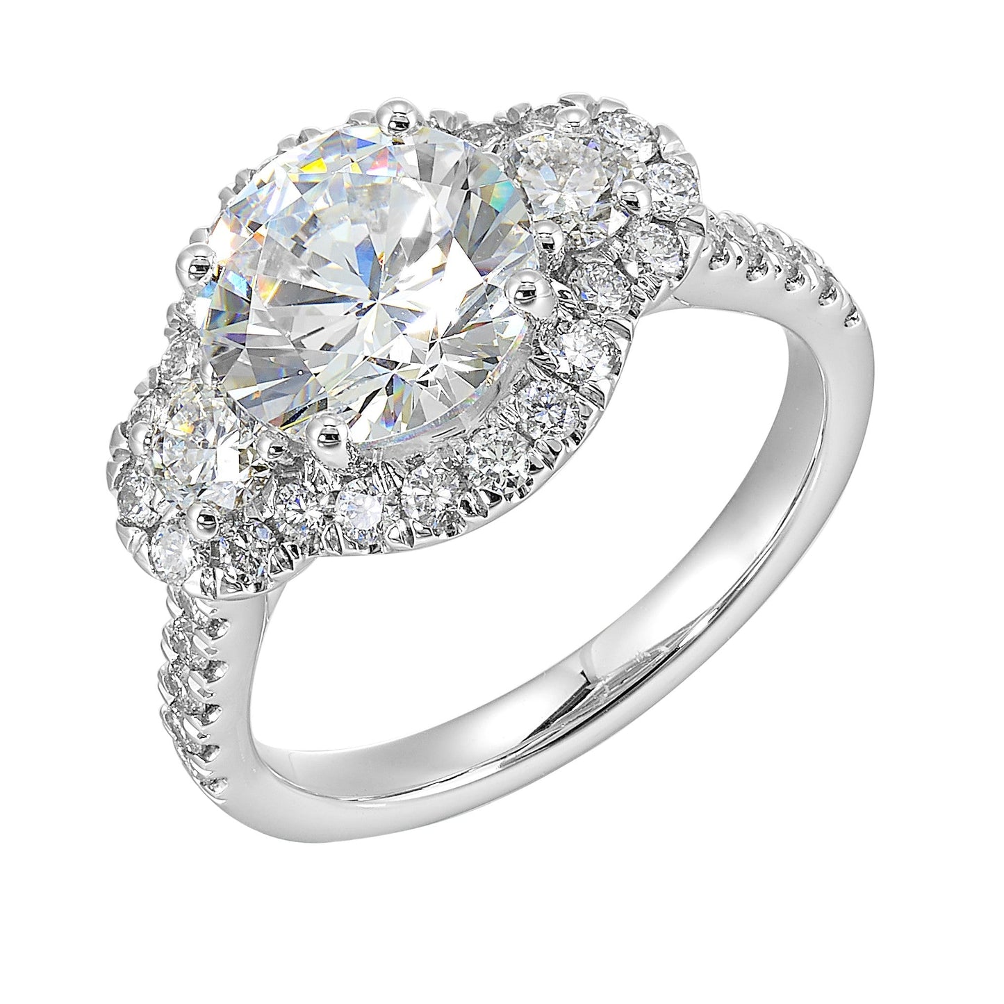 14Kt White Semi Mount 1Ctw For 2Ctw Round Center