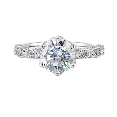 14Kt White Semi Mount 1/3Ctw For 2Ctw Round Center