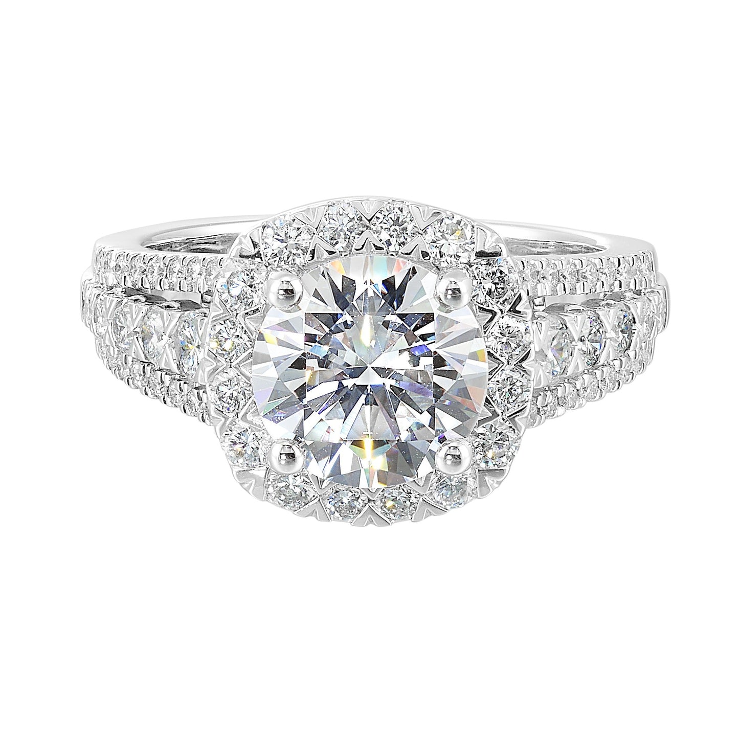 14Kt White Semi Mount 7/8Ctw For 2Ctw Round Center