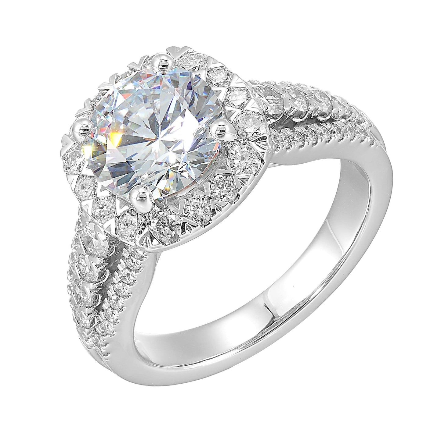 14Kt White Semi Mount 7/8Ctw For 2Ctw Round Center