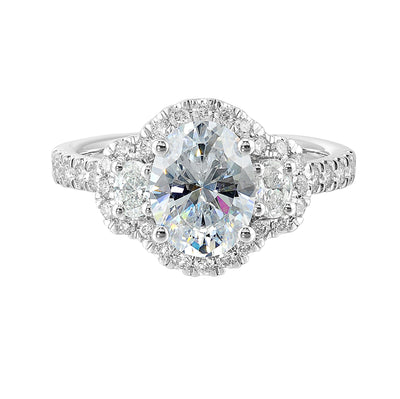 14Kt White Semi Mount 3/4Ctw For 2Ctw Oval Center