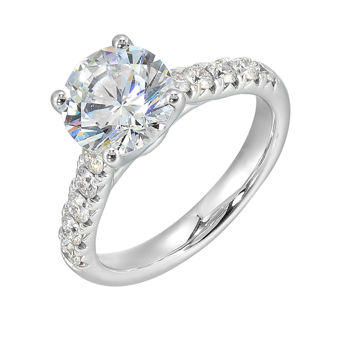 14Kt White Semi Mount 1/2Ctw For 2Ctw Round Center