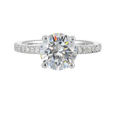 14Kt White Semi Mount 1/5Ctw For 2Ctw Round Center
