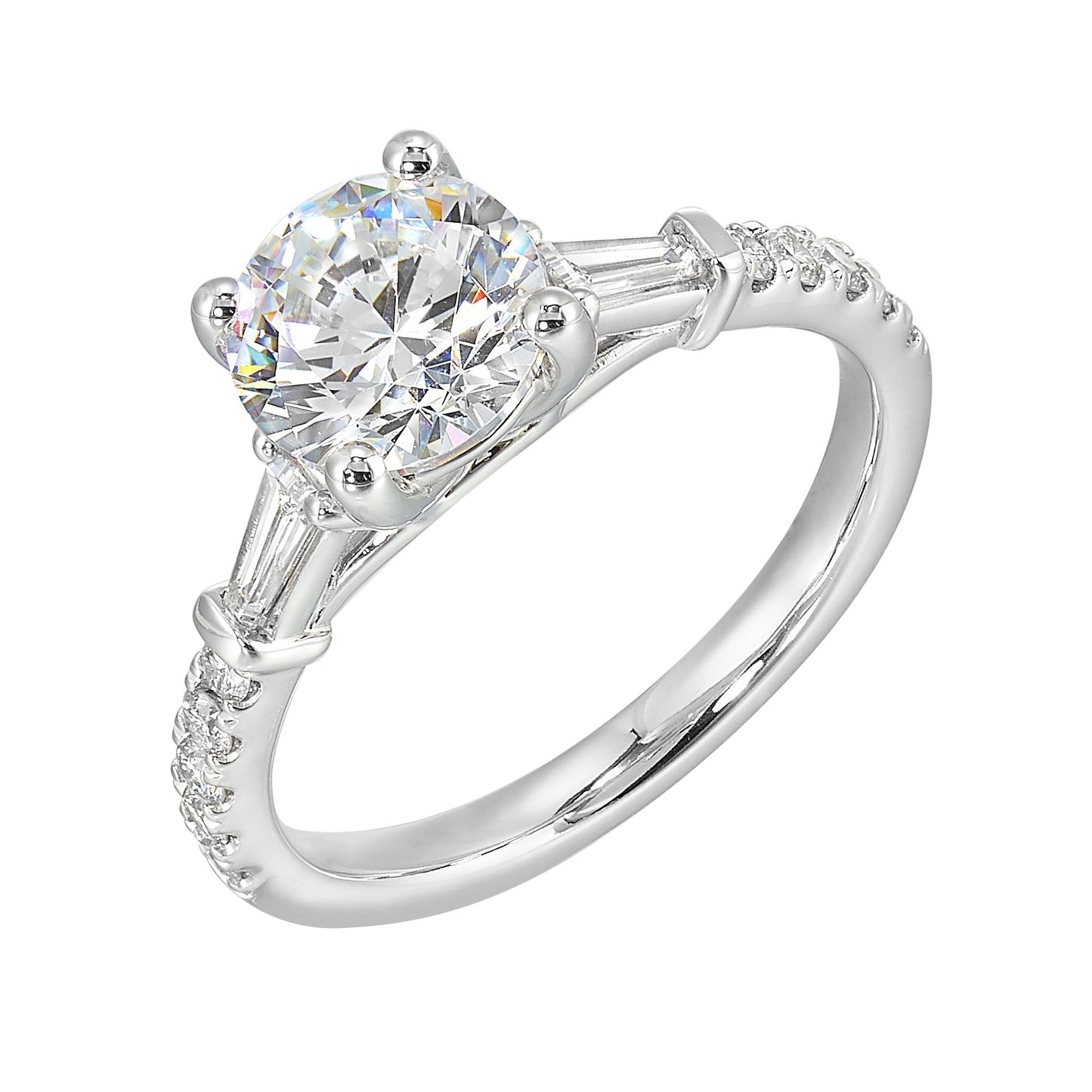 14Kt White Semi Mount 3/8Ctw For 1 1/2Ctw Round Center