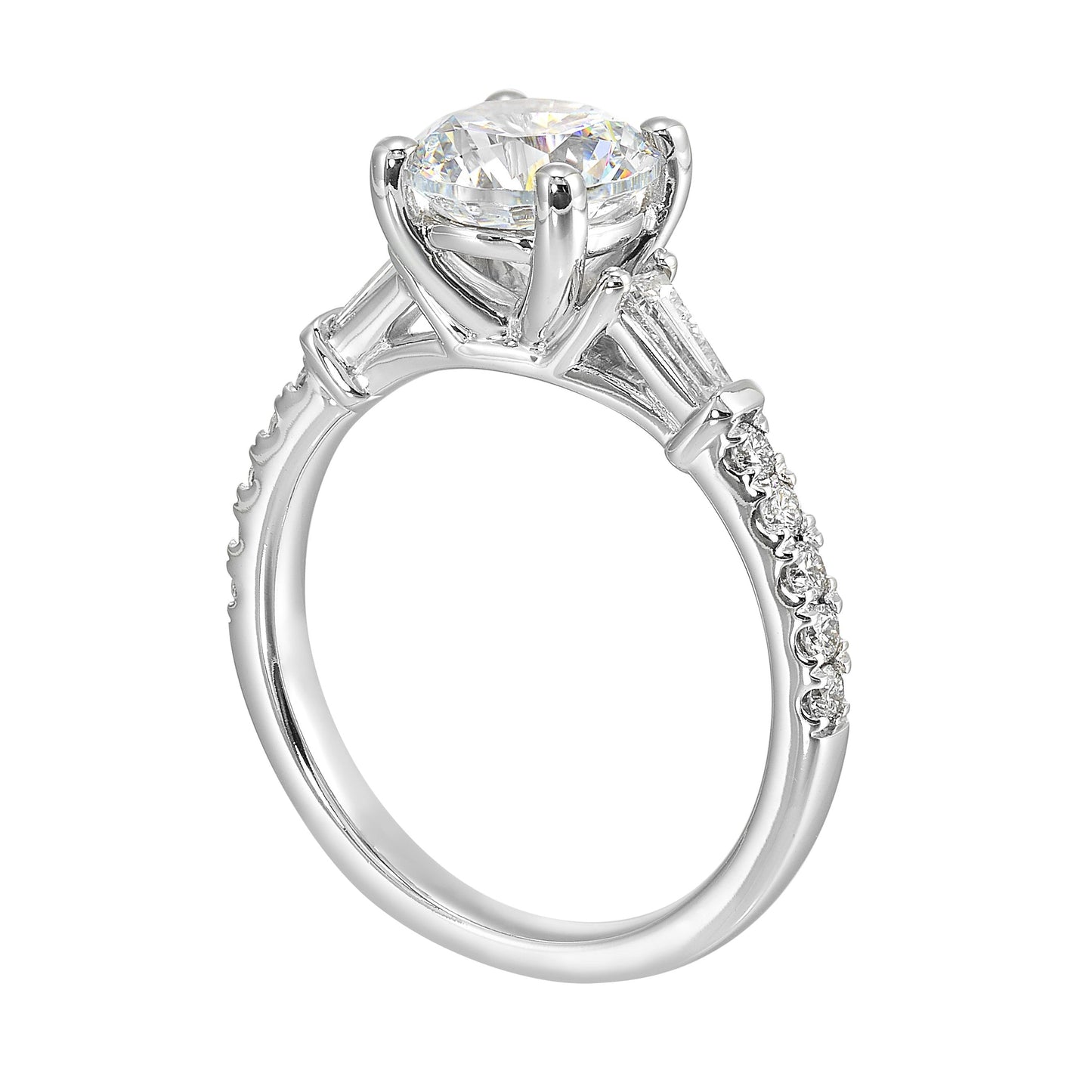 14Kt White Semi Mount 3/8Ctw For 1 1/2Ctw Round Center
