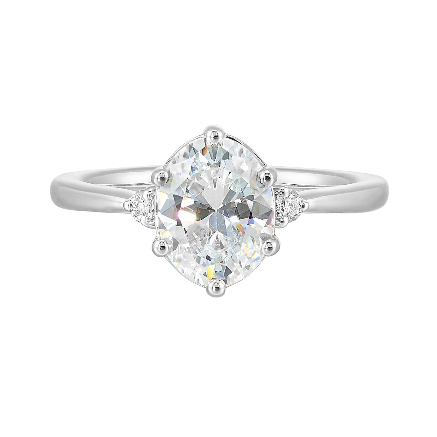 14Kt White Semi Mount 1/15Ctw For 2Ctw Oval Center