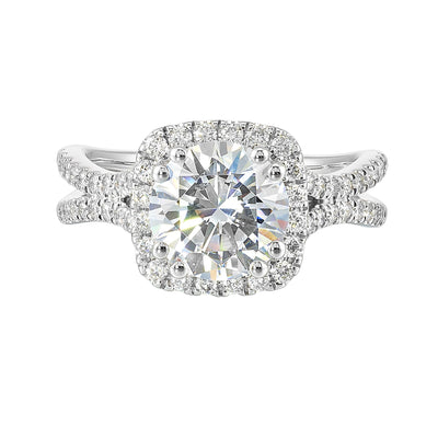 14Kt White Semi Mount 1/2Ctw For 2Ctw Round Center