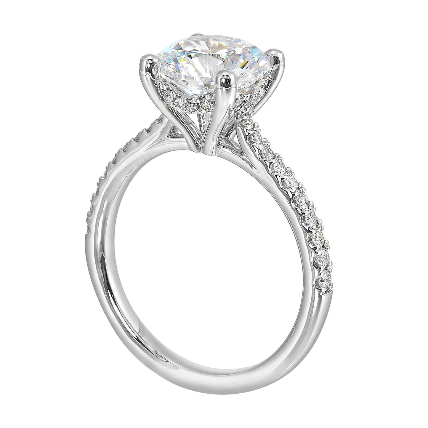 14Kt White Semi Mount 1/4Ctw For 2Ctw Round Center