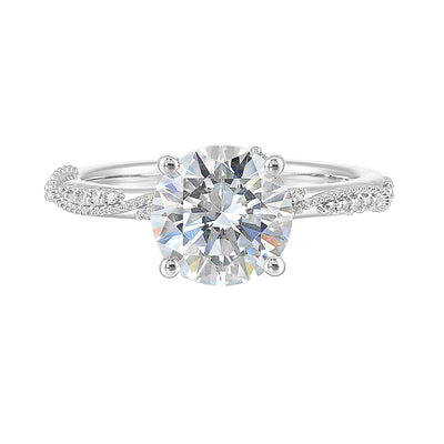 14Kt White Semi Mount 1/5Ctw For 2Ctw Round Center