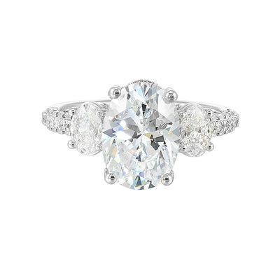 14Kt White Semi Mount 1Ctw For 3Ctw Oval Center
