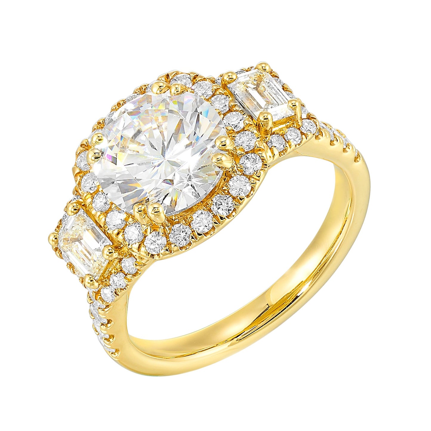 14Kt Yellow Semi Mount 1 1/6Ctw For 2Ctw Round Center