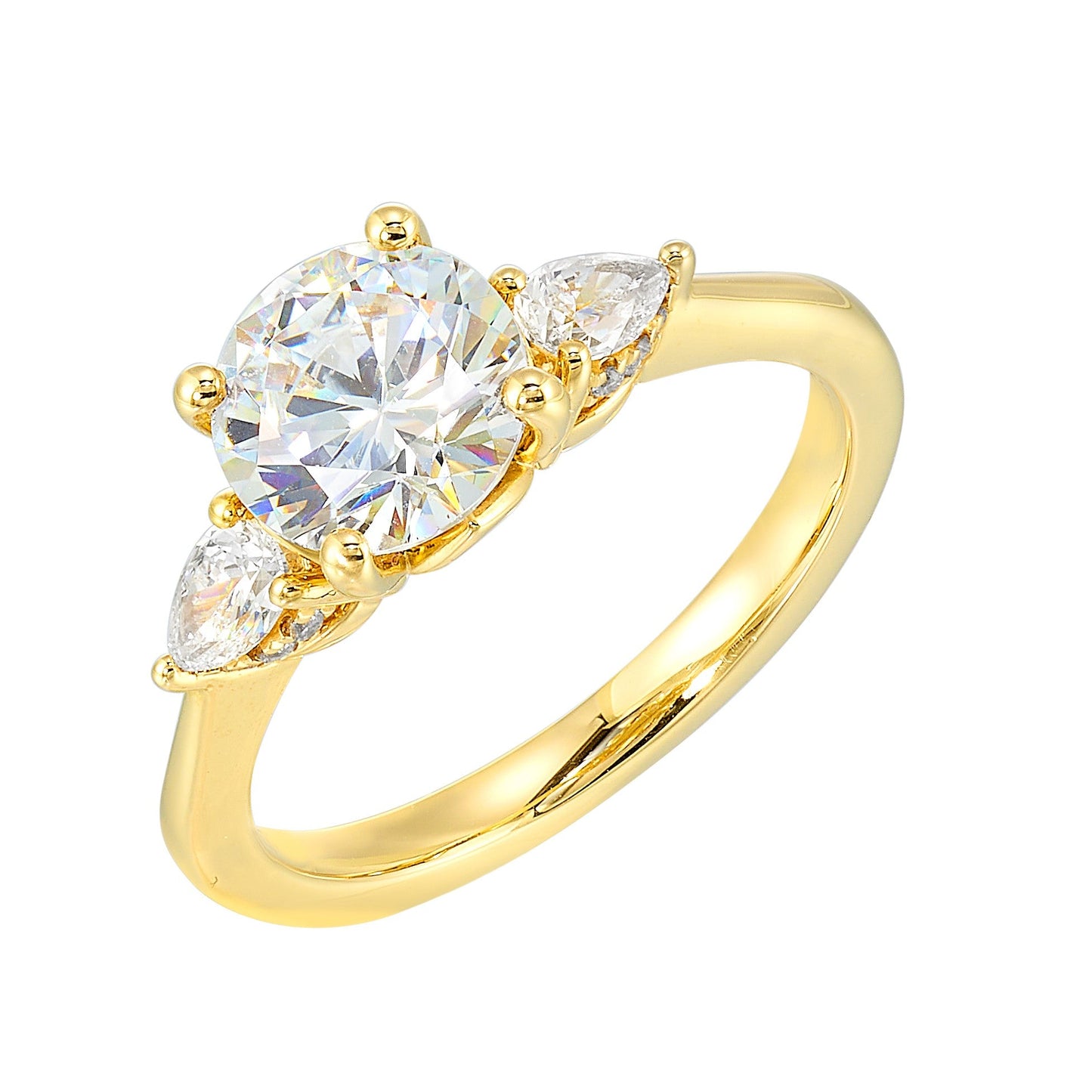 14Kt Yellow Semi Mount 3/8Ctw For 1 1/2Ctw Round Center