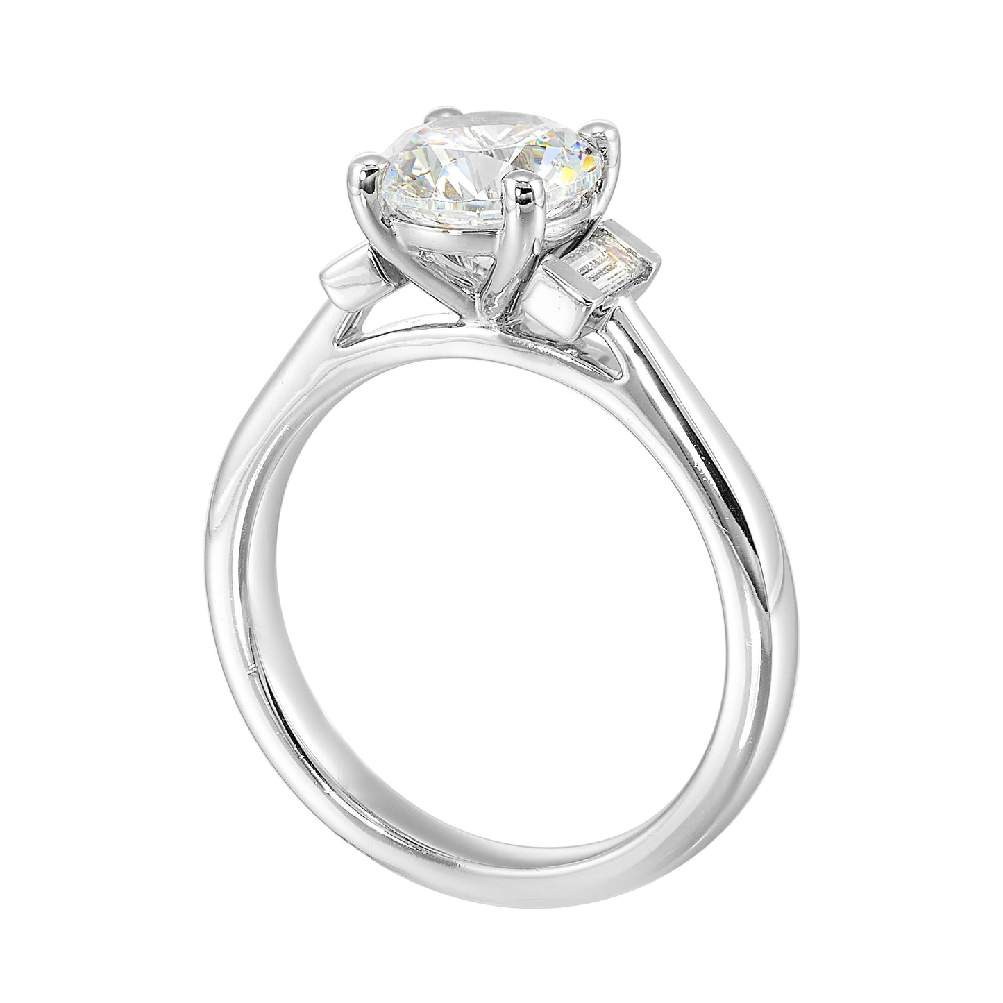 14Kt White Semi Mount 1/3Ctw For 1 1/2Ctw Round Center